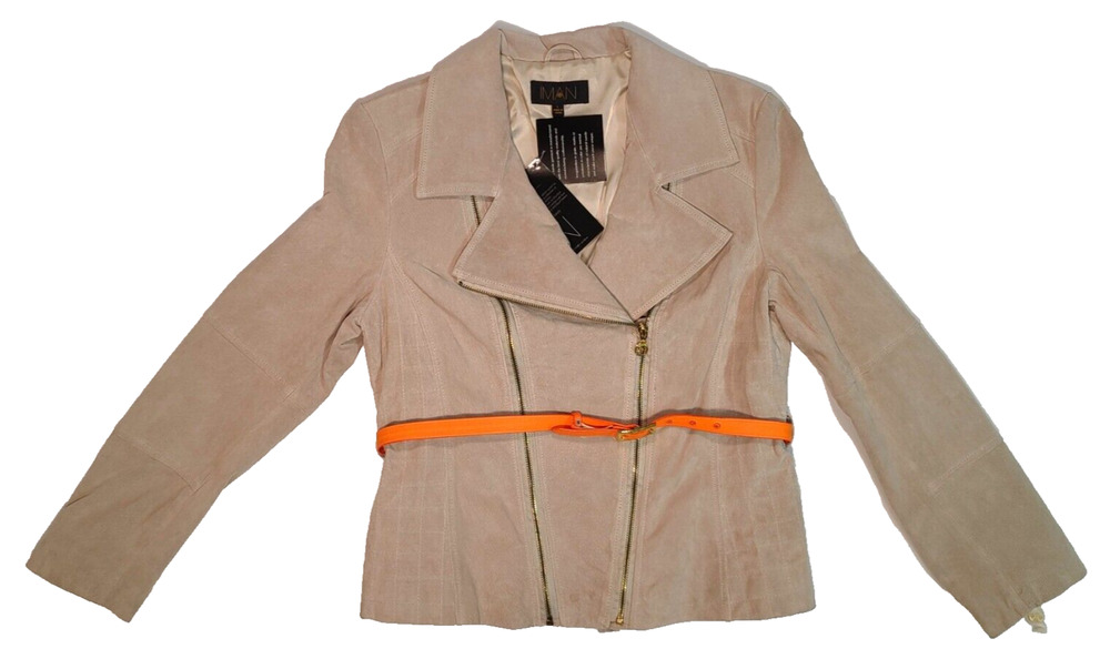 IMAN Platinum Collection Global Chic Leather Suede Moto Jacket Size Large, NWT